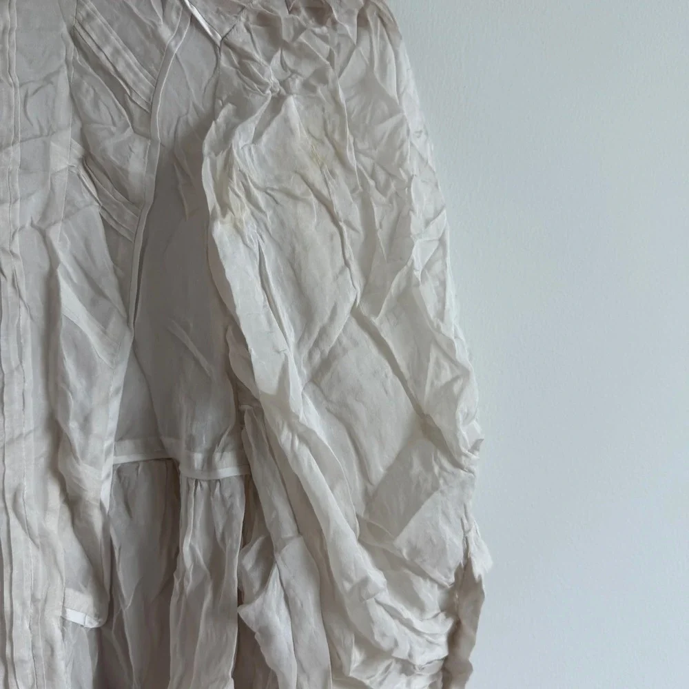 Women's‎ Zara Silk Cream Flowy Fit High Neck Top